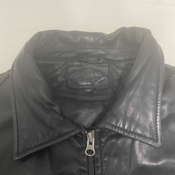 Denver Hayes Black 100% Genuine Leather Jacket Size L Thinsulate Insulated - Picture 5 of 12